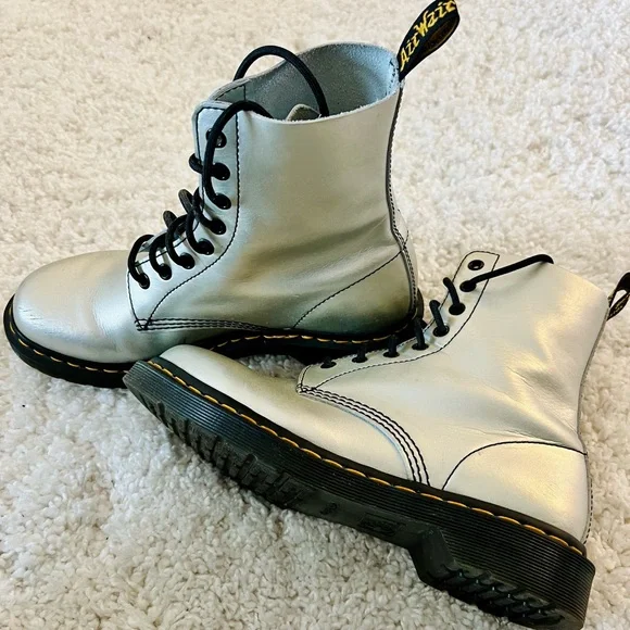 Dr. Martens Silver Boat Shoes (Airwair with bouncing soles) worn one time. - Picture 3 of 3